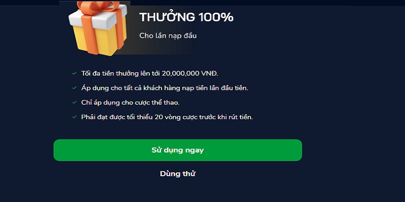 Nội dung chi tiết cho khuyến mãi nạp cho hội viên  